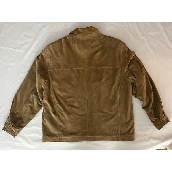 Roundtree & Yorke Men’s XLT Genuine Suede Leather Zip Jacket Tan Brown READ - Picture 3 of 16
